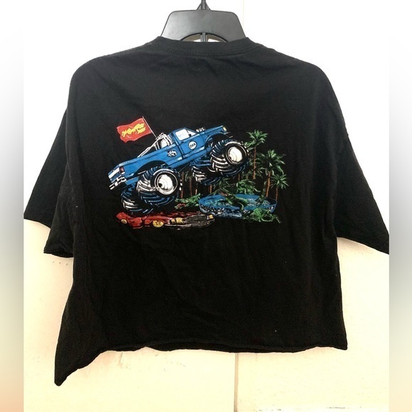 Vintage Tops - Vintage Onsomeshit Biker Rocker Retro Tee Top T-shirt Black Blue Extra Large